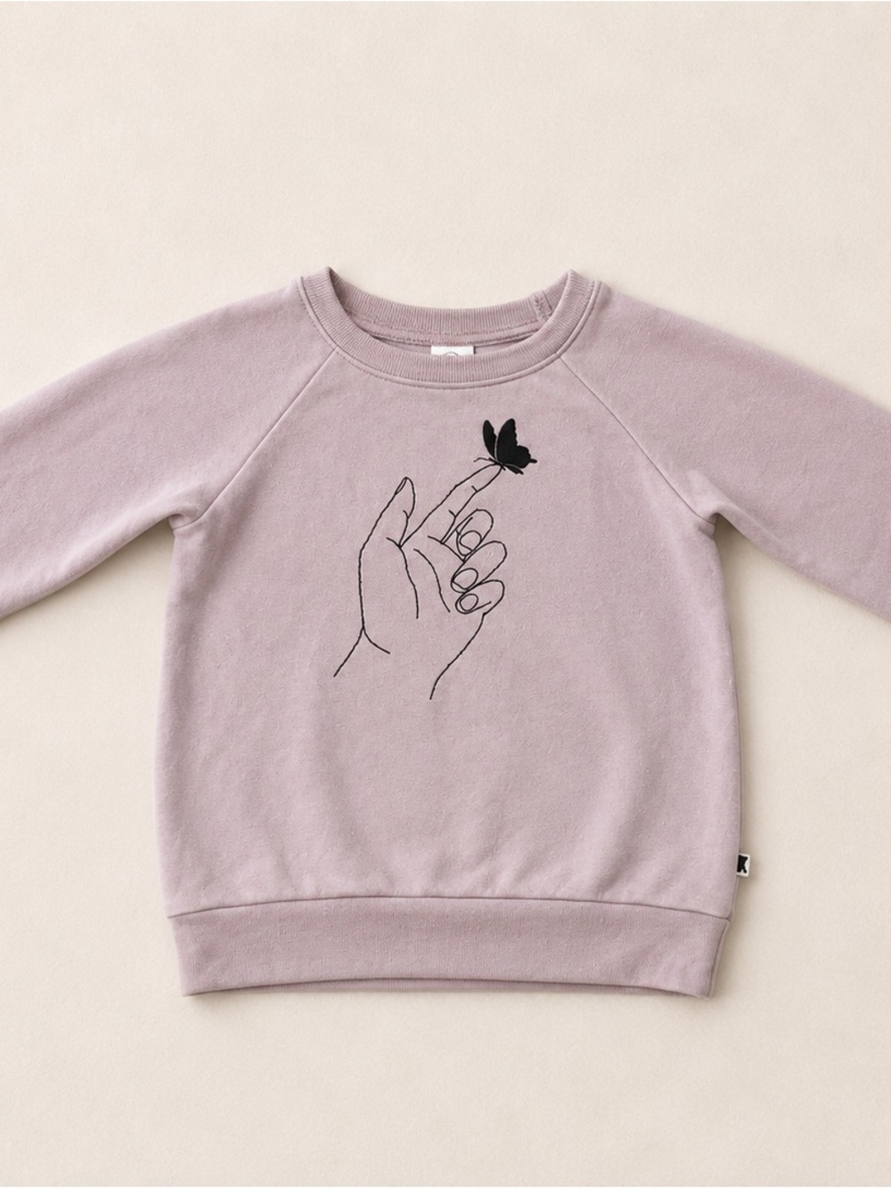Little & Lively Girls Lavender Butterfly Hand Graphic Sweatshirt / Bamboo Cotton